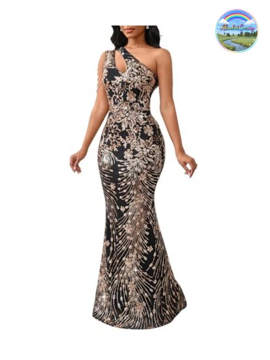 Dresses & Skirts - Sequin One Shoulder Mermaid Bodycon Maxi Formal Evening Dress